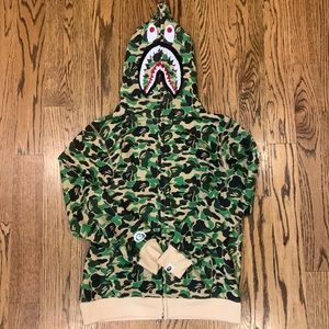 BAPE Camo Shark Hoodie Full Zip Hoodie (Green)